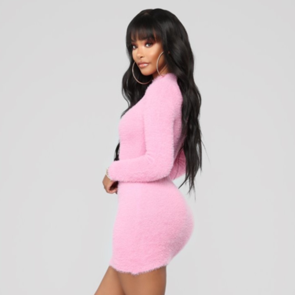 *NWT Fashion Nova Pink Fuzzy Bodycon Dress